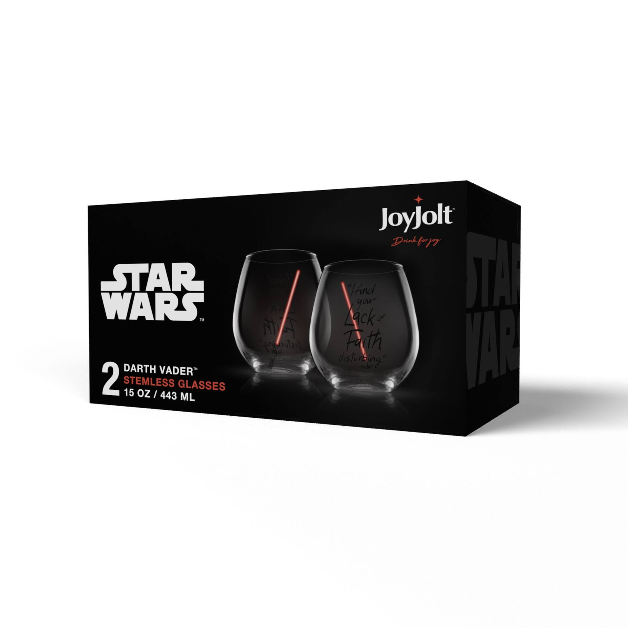 JoyJolt® Star Wars™ 15.oz. New Hope Darth Vader Red Lightsaber Stemless Drinking Glass, 2ct.